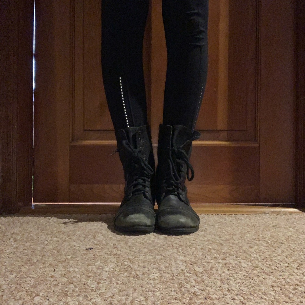 Steve Madden Troppa Black Leather Combat Boots